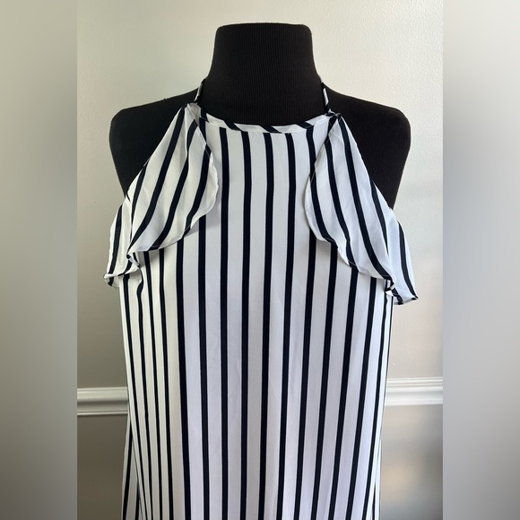 J. Crew Striped Ruffle Halter Dress Size Large - Picture 2 of 5